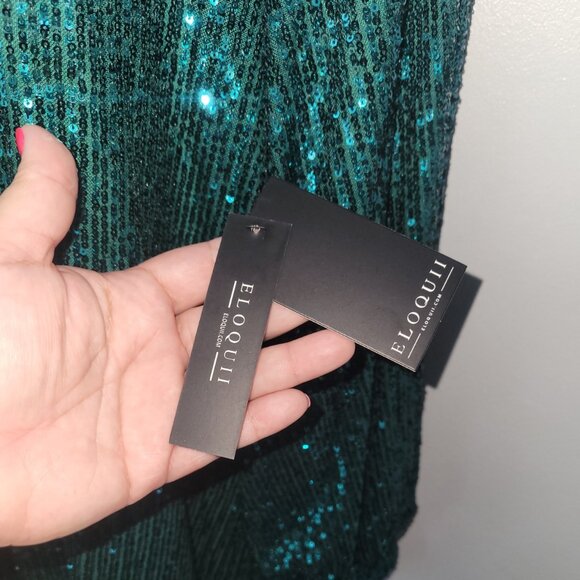 Eloquii Mock Neck Sequin Dress with Puff Sleeves Size 16 (NWT) - Picture 9 of 11